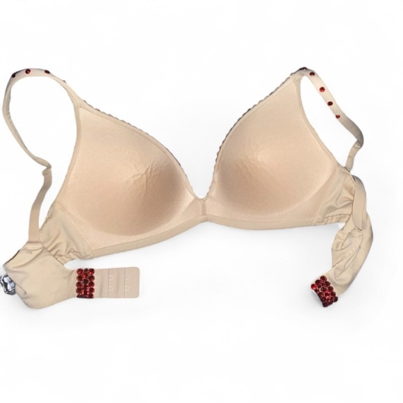 Crystal Rhinestone Sparkly Classic Red Glam Bling Wireless Bra Top All Sizes New - Picture 4 of 12